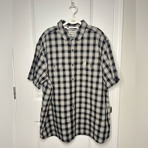 Carhartt Short Sleeve Brown Plaid Button Down Shirt Mens 3XL Relaxed Fit